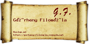 Görheny Filoméla névjegykártya